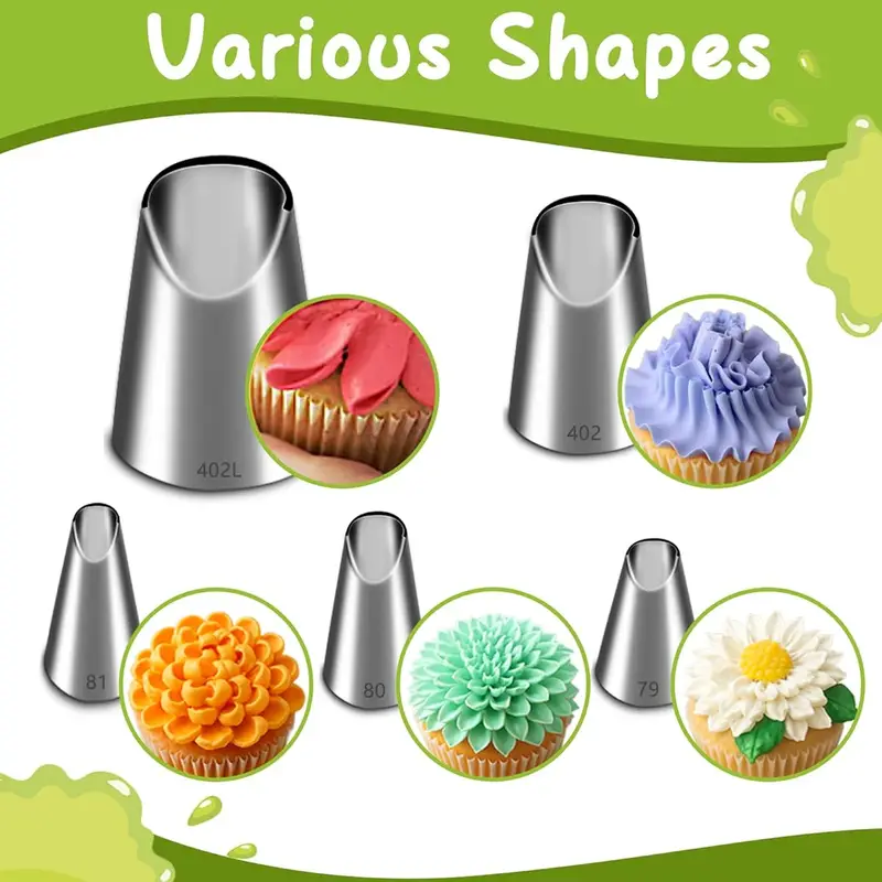 Kitchen Baking Kit - 5 adet paslanmaz çelik boru nozulları