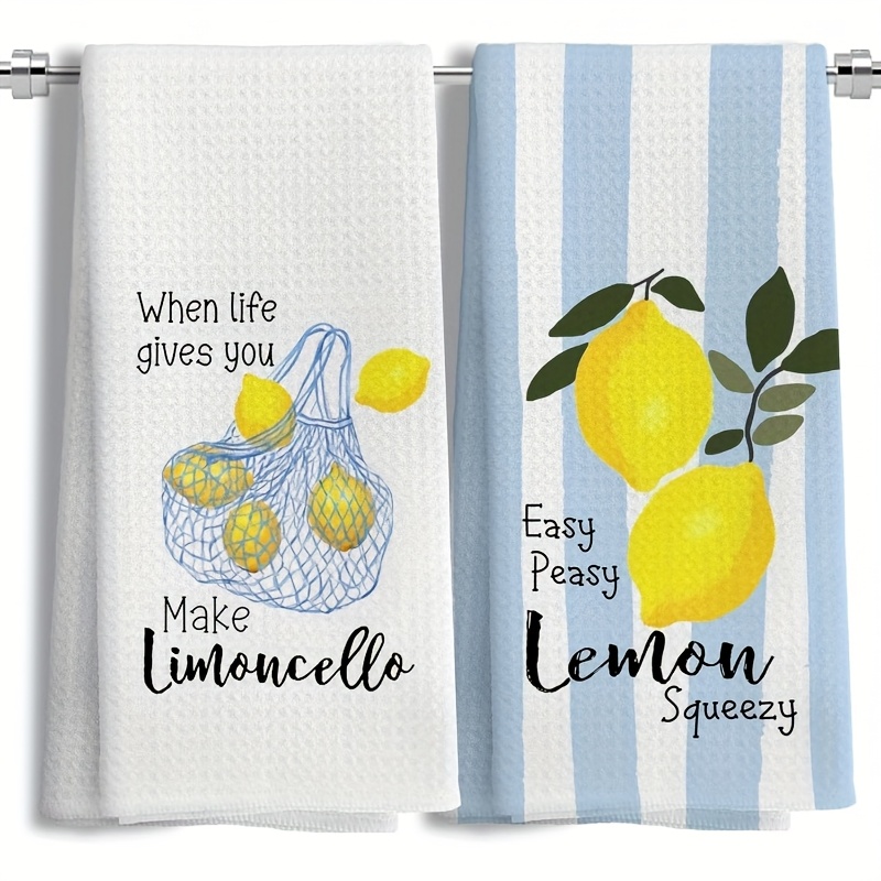 Kitchen Baking Kit - 2 Adet, Limon Örgülü Mutfak Havluları,