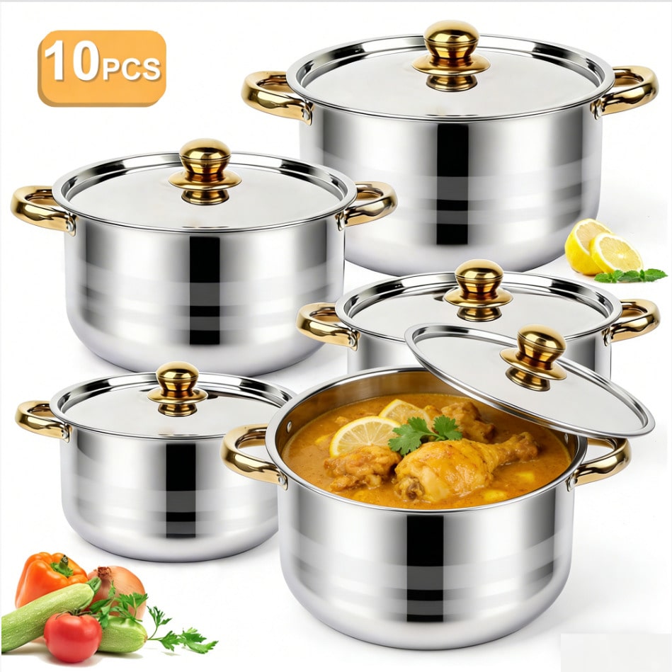 Kitchen Baking Kit - Paslanmaz Çelik Tencere Seti Modern Lüks